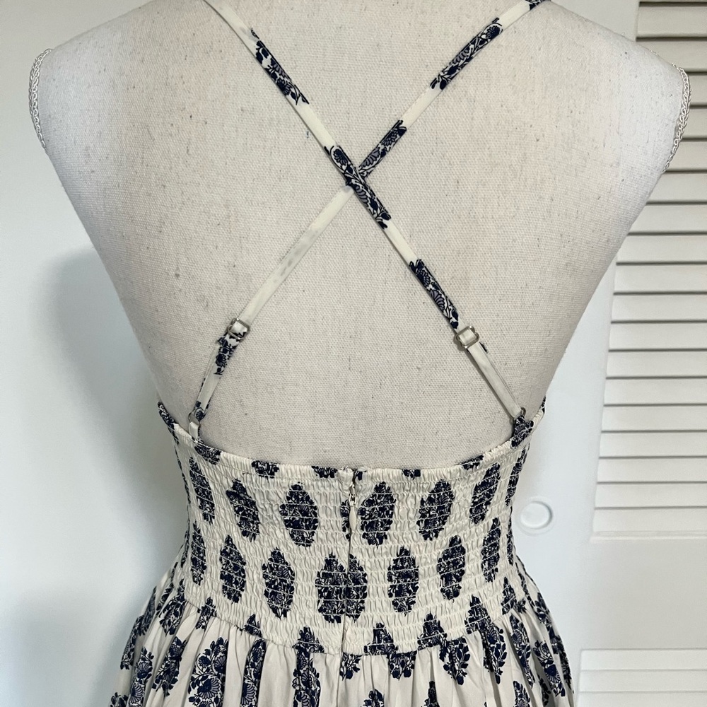 Jcrew floral block print midi dress with adjustable spaghetti straps - Picture 5 of 11